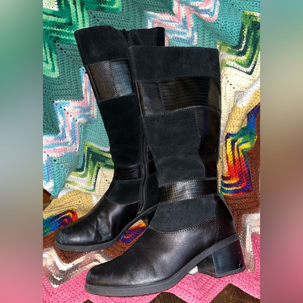 Leather/Suede Patchwork Boots - image 3